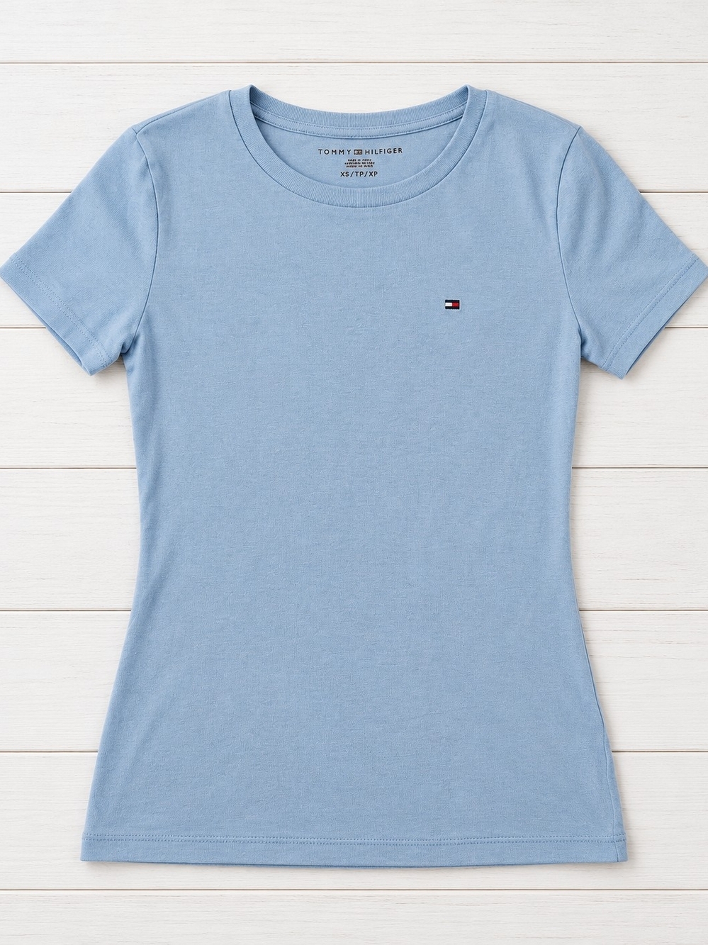 Tommy Hilfiger Women's Light Blue Crewneck Tee